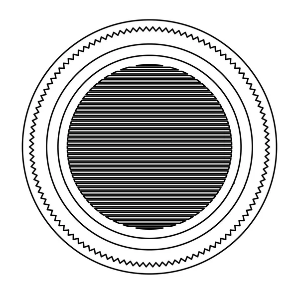 Silueta heráldica figura circular sello con círculos y rayas decorativas en el interior — Vector de stock