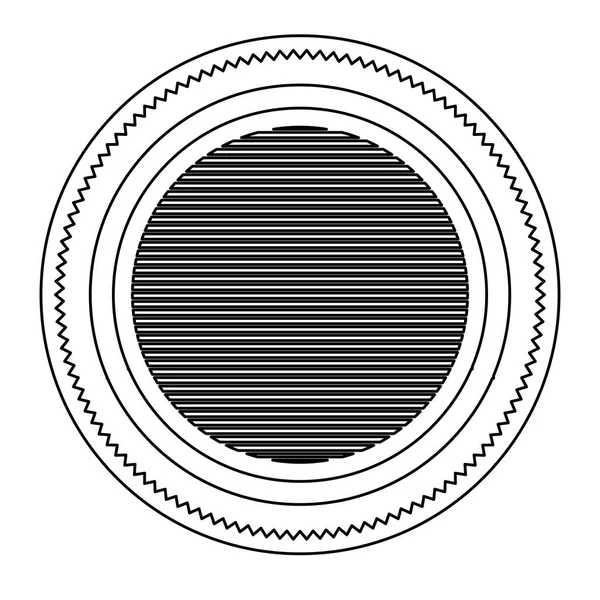 Silueta heráldica forma circular sello con círculos y rayas decorativas en el interior — Vector de stock