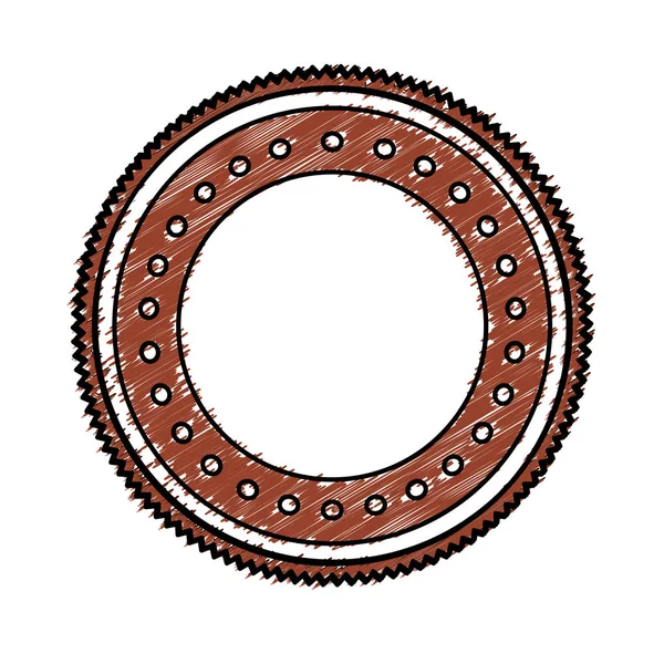 Cor lápis heráldico forma circular carimbo com pontos decorativos — Vetor de Stock