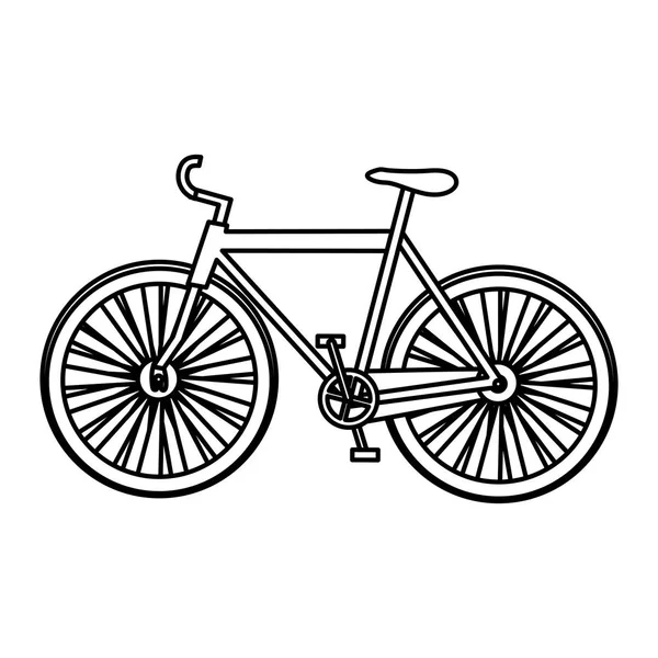 Silhouette monocromatica con bicicletta sportiva — Vettoriale Stock