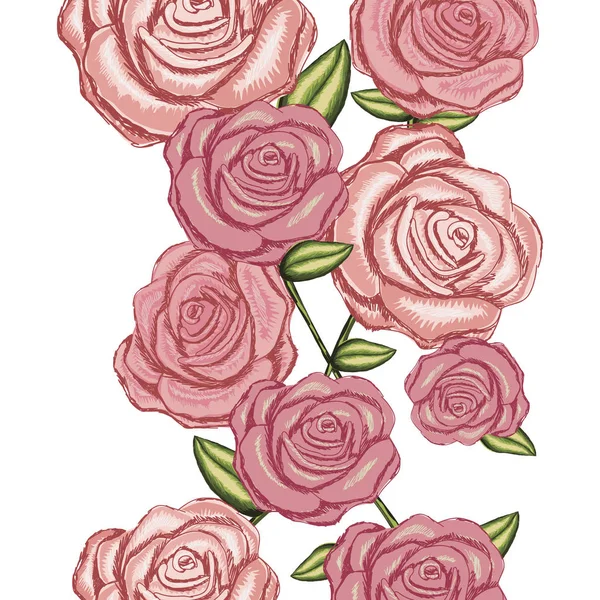 Silueta colorida con rosas realistas — Vector de stock