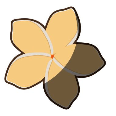 Çince renkli siluet gölgelendirme ile oval şekilli yaprakları gül