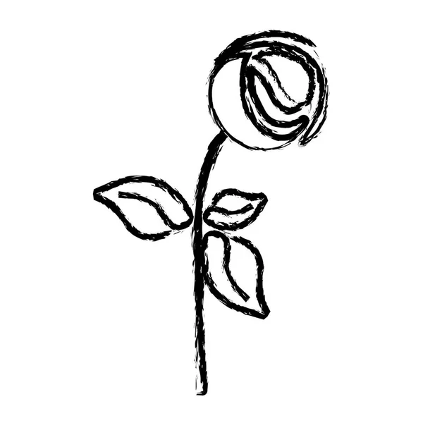 Монохромный размытый силуэт с абстрактной цветочной розой — стоковый вектор