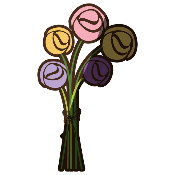Sziluettje színes mintázat a csokor Rózsa — Stock Vector