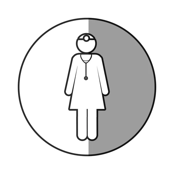 แรเงาเฟรมวงกลมกับหมอหญิง pictogram — ภาพเวกเตอร์สต็อก