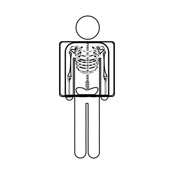 Sziluettjét piktogram beteg és röntgen — Stock Vector