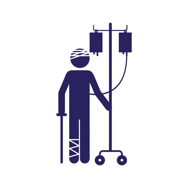 Color silhouette pictogram bandage patient hospitalized — Stock Vector