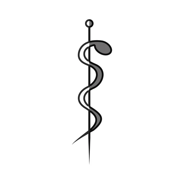 Grayscale silhouette with health symbol with serpent entwined — Stock Vector