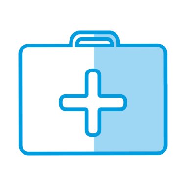 Mavi gölgelendirme siluet şeklin içine çapraz ile ilk yardım kiti ile