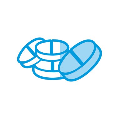 Mavi gölgelendirme siluet set hapları ve sağlık için ilaç