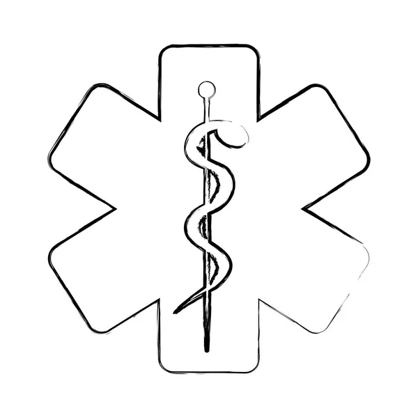Silueta borrosa con símbolo de salud con estrella de la vida — Archivo Imágenes Vectoriales