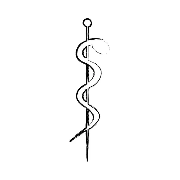 Blurred silhouette health symbol with serpent entwined - Stok Vektor