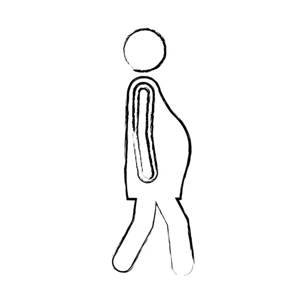 Sziluettjét piktogram nő terhes gyaloglás homályos — Stock Vector