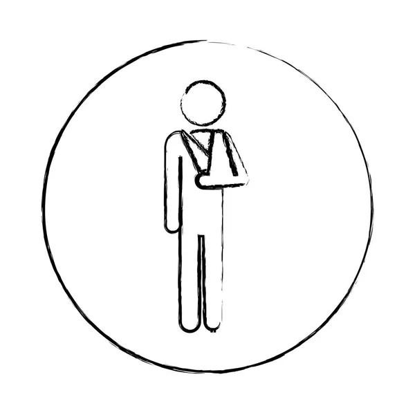 กรอบวงกลมเบลอ สีลูเอทภาพวาดไอคอนแขนพลาสเตอร์แบน — ภาพเวกเตอร์สต็อก