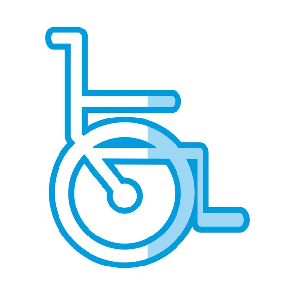 Blue shading silhouette abstract wheelchair flat icon — Stock Vector