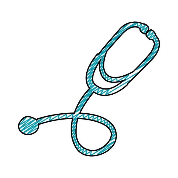 स्टेथोस्कोप चिन्ह रंग पेन्सिल रेखाचित्र — स्टॉक व्हेक्टर