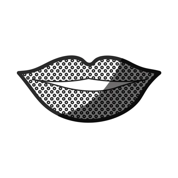 Silhouette monocromatica delle labbra con contorno punteggiato — Vettoriale Stock