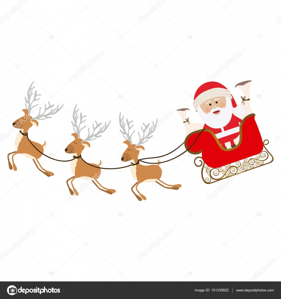 Colore Di Sfondo Con Insieme Di Divertenti Renne E Babbo