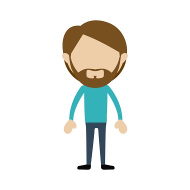 Sakal ve bıyık ile ayakta yüzsüz adam silüeti renk