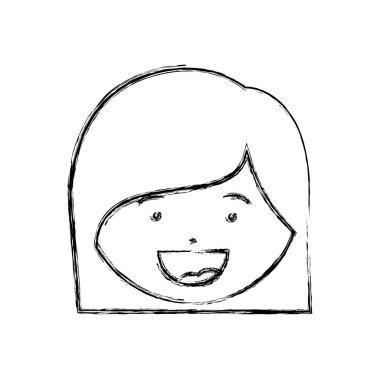 tek renkli el uzun saçlı kız yüzü gülen, kontur çizimi