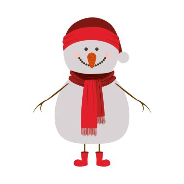 kırmızı bere ve atkı ve bot ile kardan adam silüeti