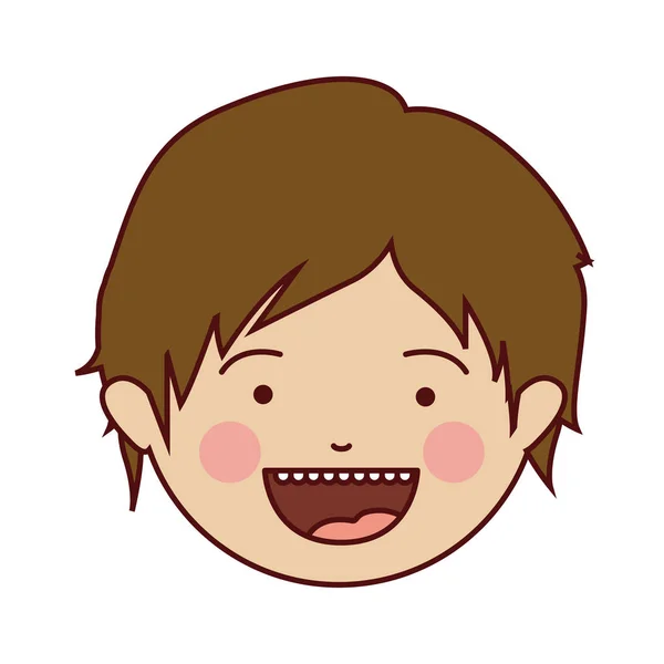 Barva silueta usmívající se obličej chlapce s krátkými vlasy — Stockový vektor