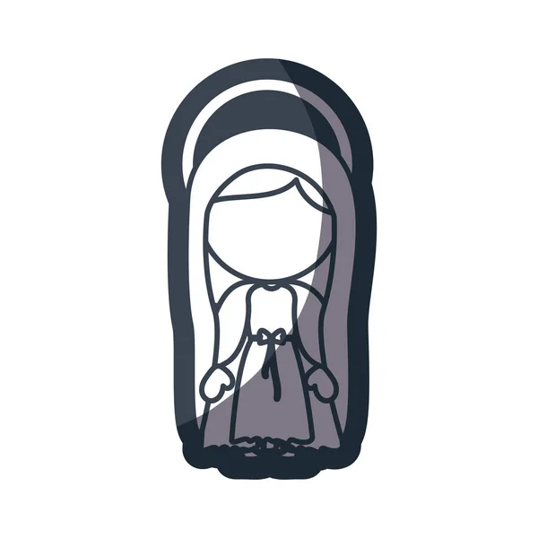 Gråskala siluetten ansiktslös bild av saint Jungfru Maria — Stock vektor