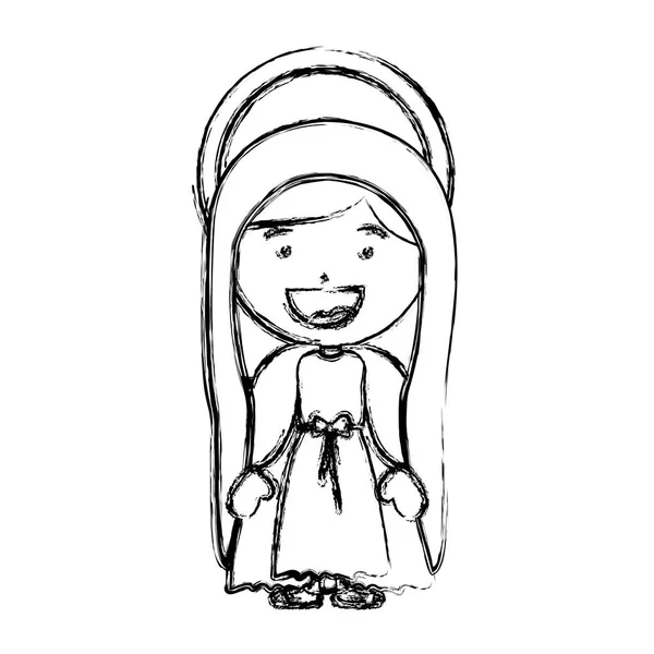 Tek renkli Aziz Meryem Ana silüeti bulanık — Stok Vektör