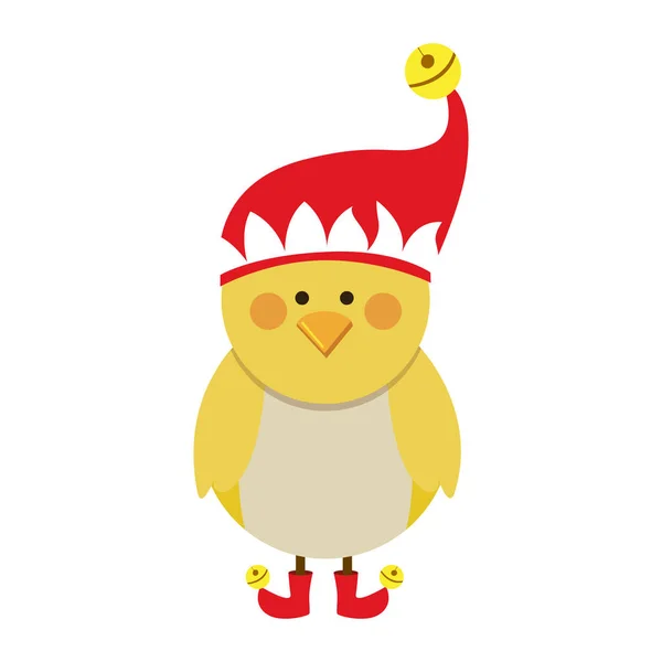 Silhouette di pollo con stivali e cappello di Natale — Vettoriale Stock