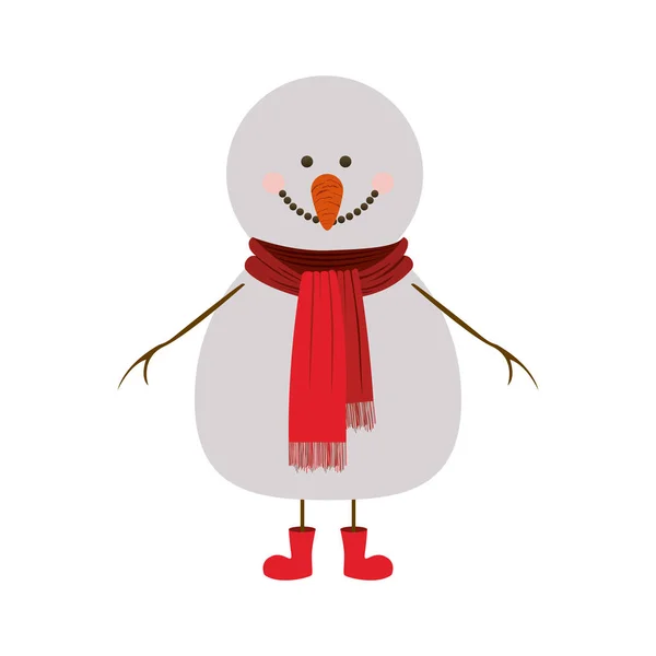 Siluett av snögubbe med röd halsduk och stövlar — Stock vektor