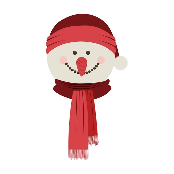 Силуэт снеговика с шарфом и рождественской шляпой — стоковый вектор