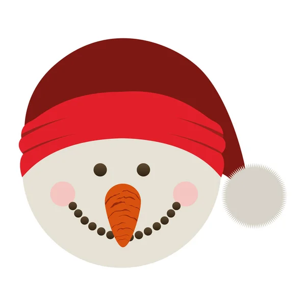 Silhouette of snowman head with christmas hat — Stock Vector