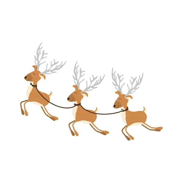 Renk arka plan üç komik reindeers dizi — Stok Vektör