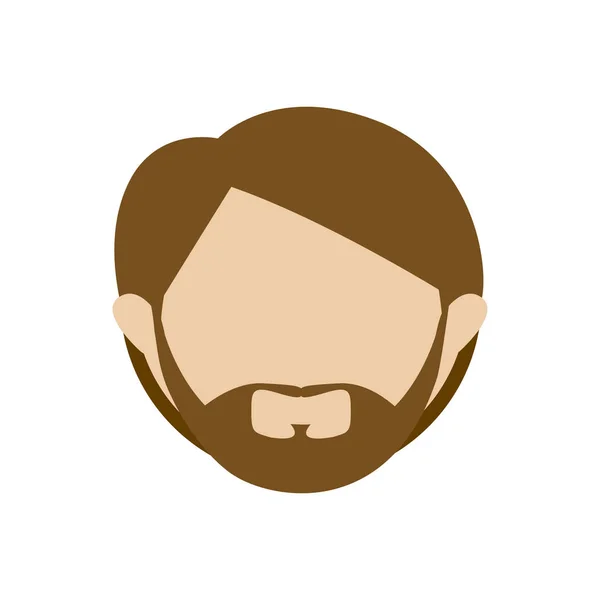 Silueta de color de la cabeza sin rostro del hombre con barba y bigote — Vector de stock