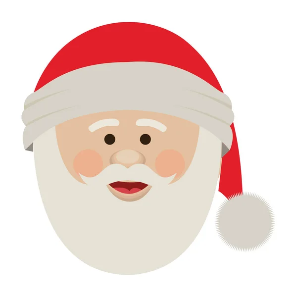 Silueta de Santa Claus cara con sombrero de Navidad — Vector de stock