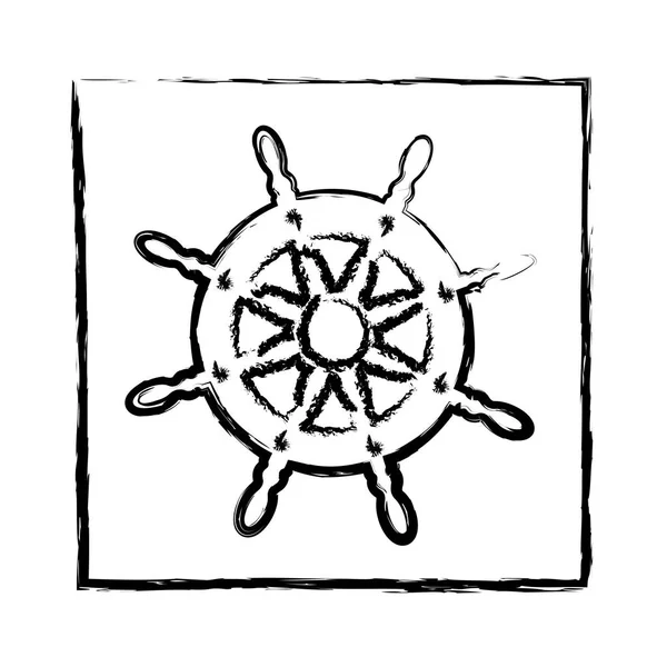 Silhueta monocromática borrada de quadro com leme de barco —  Vetores de Stock