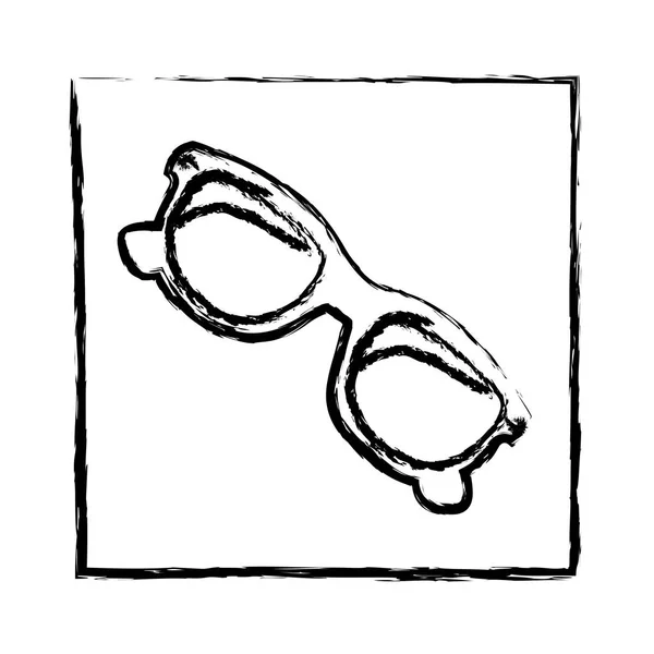 Monokrom blurred siluet dari frame dengan ikon kacamata hitam - Stok Vektor
