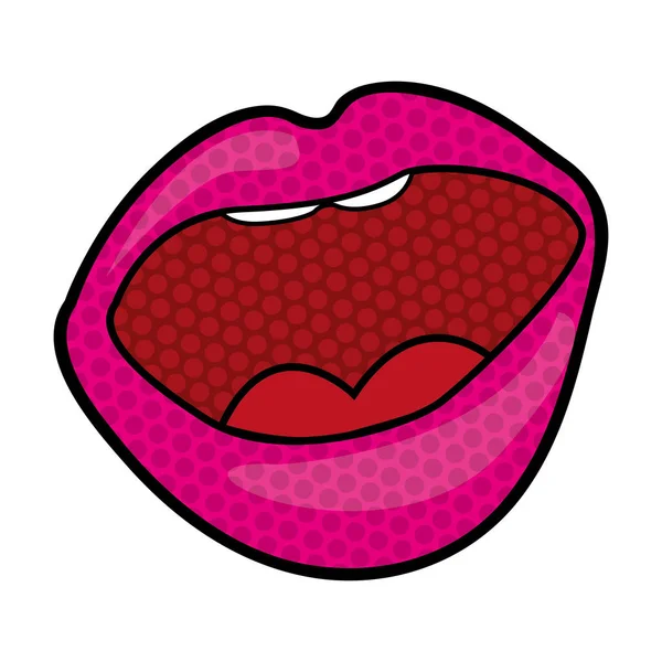 Silueta de boca abierta con labios magenta y punteados — Archivo Imágenes Vectoriales