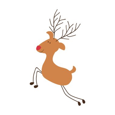 kırmızı burunlu Ren geyiği siluet karikatür rengini