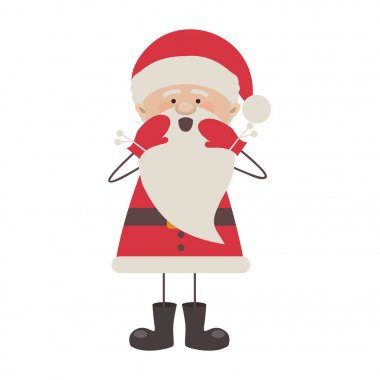 Noel Baba bağırma renkli siluet karikatür