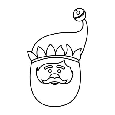 Noel Baba yüz tek renkli kontur