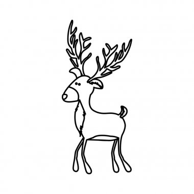 yürüyüş komik Ren geyiği tek renkli kontur