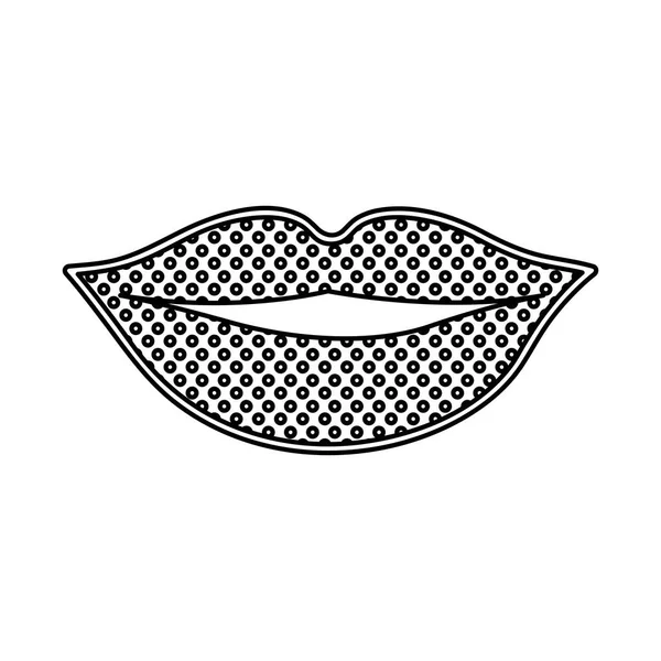 Silueta monocromática con labios punteados — Vector de stock