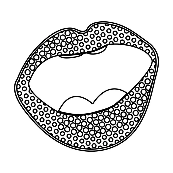 Silueta monocromática de boca abierta con labios salpicados — Archivo Imágenes Vectoriales