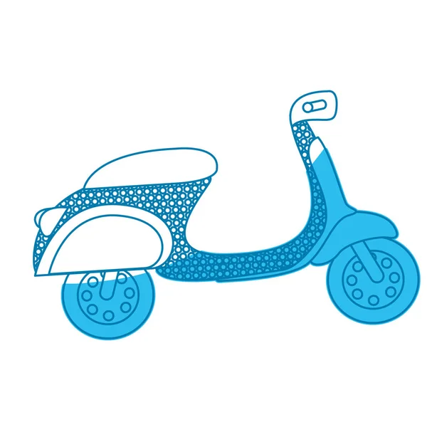 Silueta azul de scooter con contorno punteado — Vector de stock