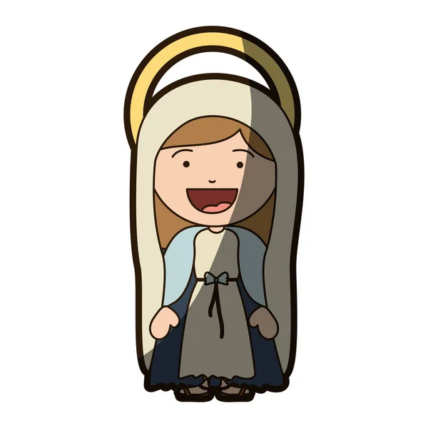 Kleurrijke silhouet van de glimlachen van de Heilige Maagd Maria met halve schaduw — Stockvector
