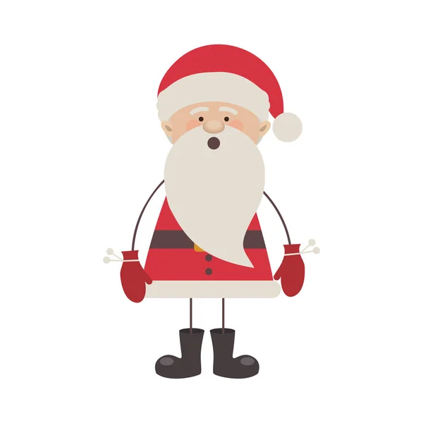 Bunte Silhouette Karikatur des Weihnachtsmannes mit überraschtem Gesicht — Stockvektor