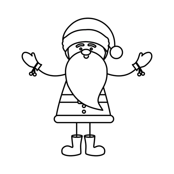 Monochrome Konturkarikatur des Weihnachtsmannes mit offenen Armen — Stockvektor