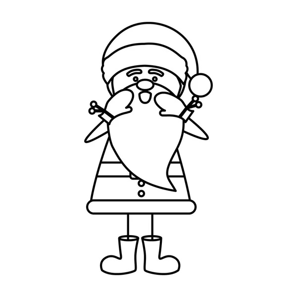 Monochromatický obrysu karikatura santa claus křik — Stockový vektor