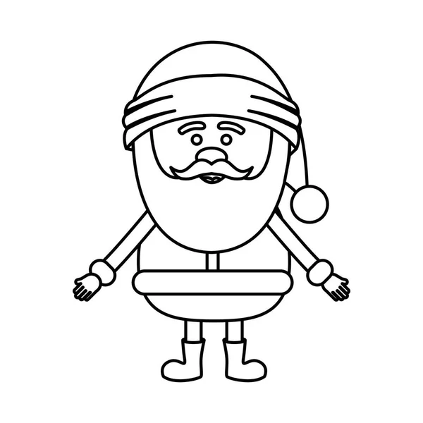 Monochrome contour of santa claus waiting for hug — Stock Vector